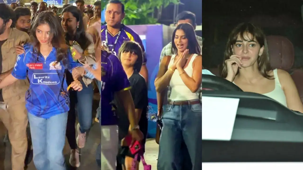 <p>Several celebrities, including Dhurandhar girl Sara Arjun, Suhana Khan, Ananya Panday, Shahid Kapoor and more, were seen marking their attendance at the IPL 2026 clash between Mumbai Indians and Kolkata Knight Riders on March 29. <strong><a href="https://www.mid-day.com/entertainment/bollywood-news/article/ipl-2026-sara-arjun-suhana-khan-ananya-pandey-and-more-attend-mi-vs-kkr-clash-23623271" target="_blank" rel="noopener">Read full story here</a></strong></p>